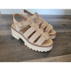 Sweet Life Leslie Beige Woven Platform Lug Sole Sandals Womens 8.5M NEW #1